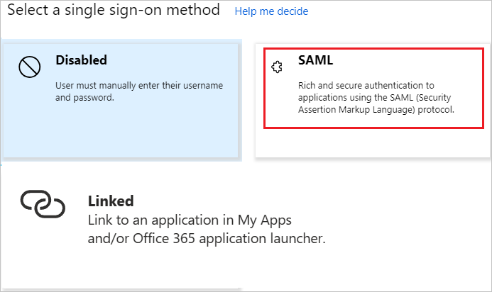 Select a single sign-on method