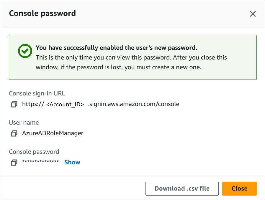 La schermata mostra il download delle credenziali dell'utente.