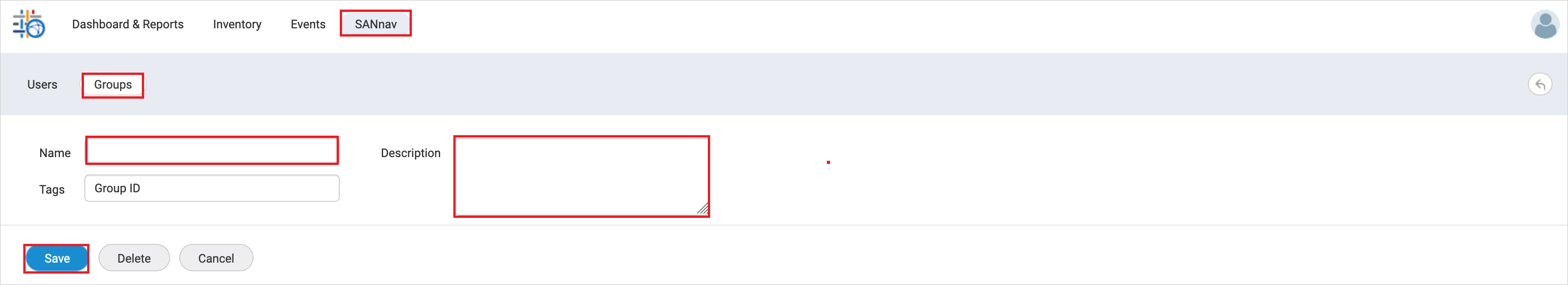 Screenshot che mostra come creare gruppi in Brocade.