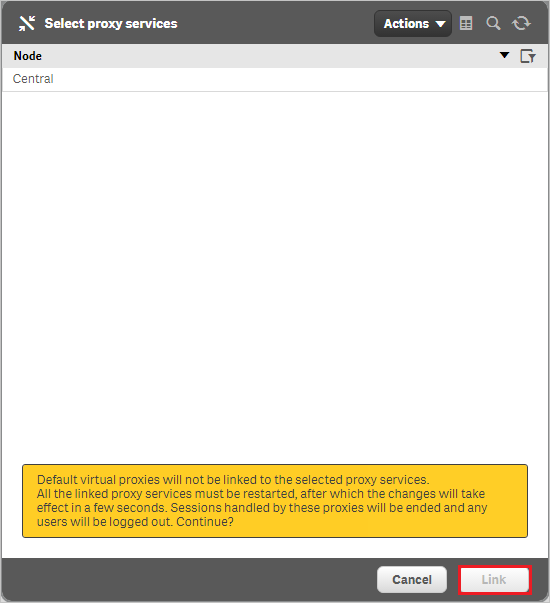 Screenshot che mostra la selezione dei servizi proxy.