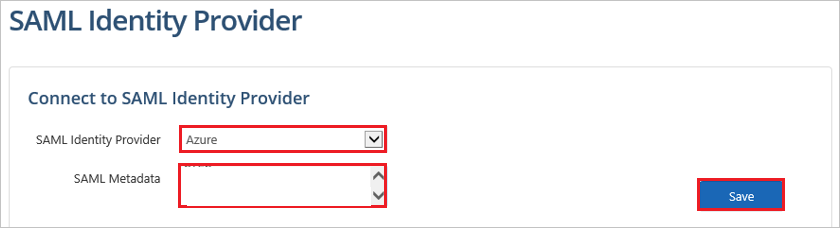 Screenshot della pagina del provider di identità SAML dove è possibile inserire i valori descritti.