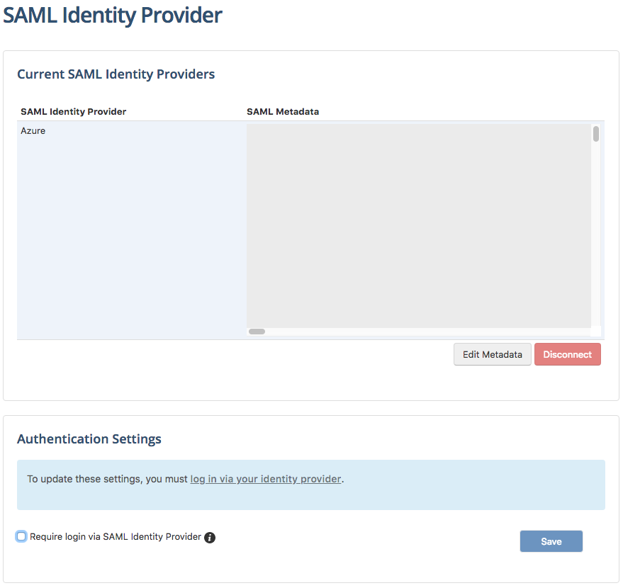 La schermata mostra i risultati nella pagina SAML Identity Provider.