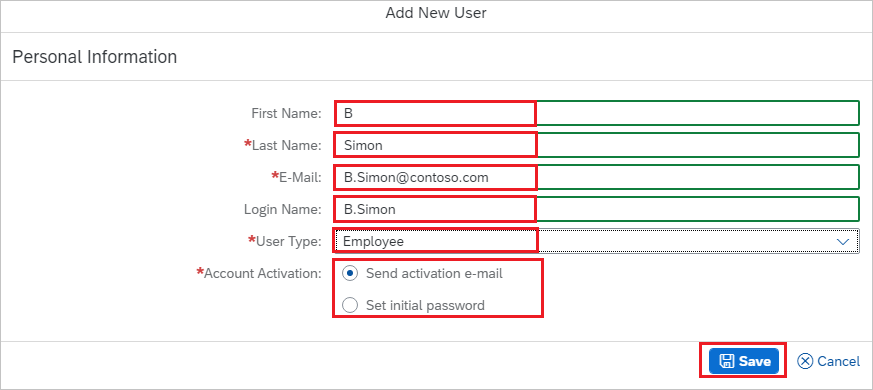 Configurazione SAP