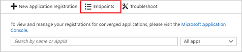 Screenshot del pulsante Endpoints.