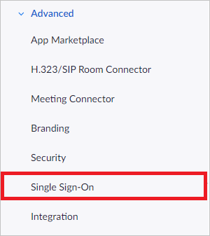 screenshot della scheda Single Sign-On.