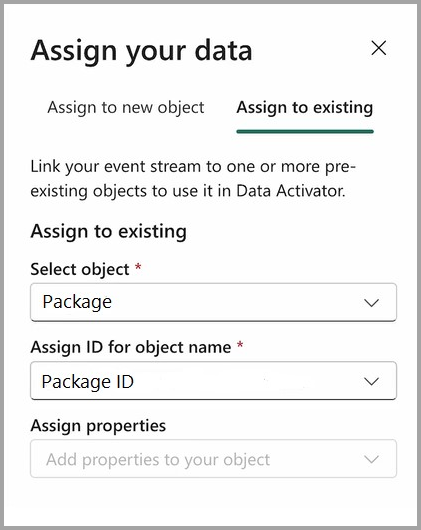 Screenshot dell'assegnazione dei dati nell'attivatore dei dati.