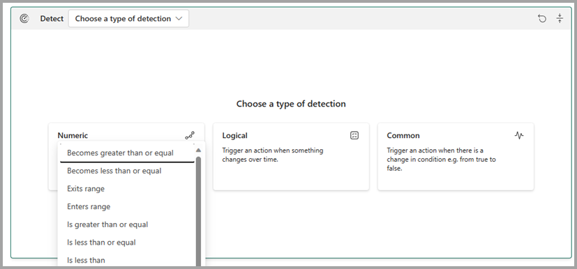 Screenshot of a choosing the trigger condition.