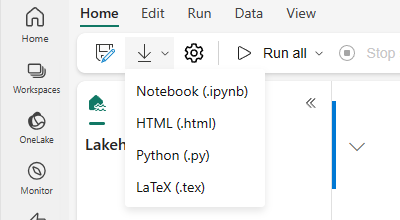 Screenshot showing where to export notebook.