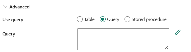 Screenshot che mostra la scelta della query.