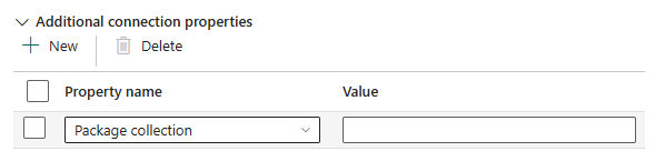 Screenshot che mostra proprietà di connessione aggiuntive per l'origine.