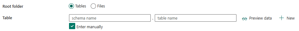 Screenshot che mostra il nome della tabella con lo schema.