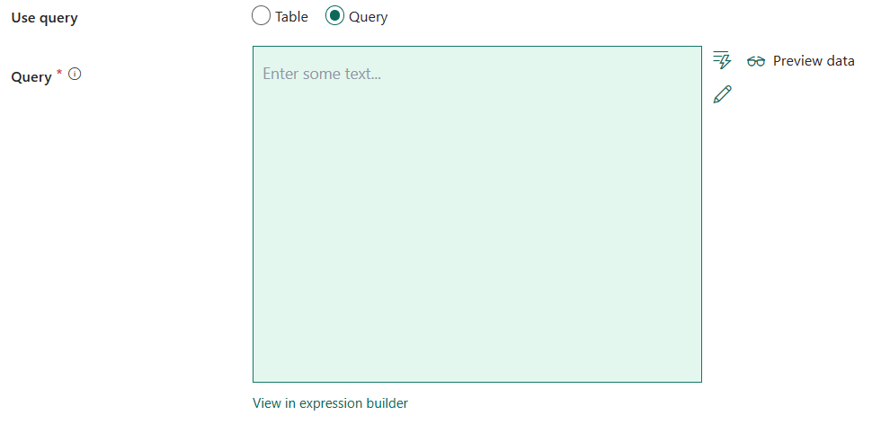Screenshot che mostra l'opzione Usa query - Query.