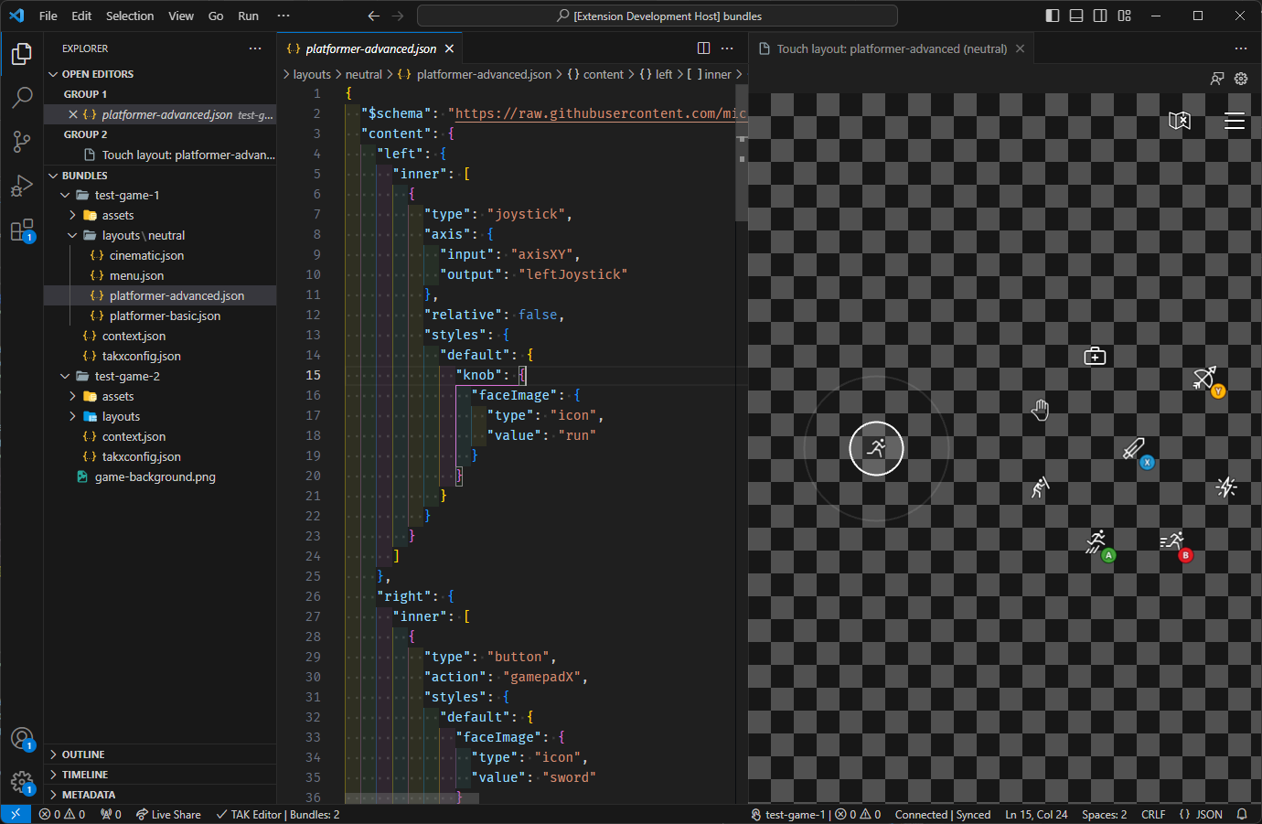 Screenshot of the TAK Editor layout preview
