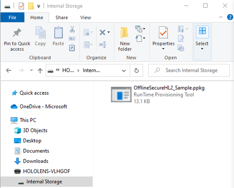 File PPKG nel PC nella finestra di Esplora file.