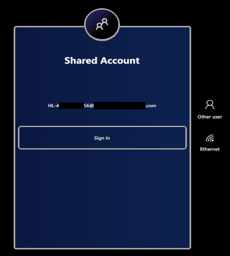 Schermata di accesso che mostra l'account condiviso