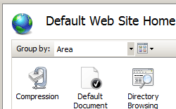 Screenshot che mostra il riquadro Home del sito Web predefinito. È selezionata l'opzione Tipi MIME.