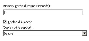 Screenshot dell'icona di memorizzazione nella cache. Viene selezionata la casella di controllo Abilita cache disco.