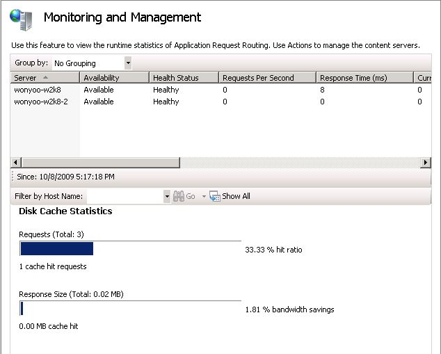 Screenshot della finestra Monitoraggio e gestione.