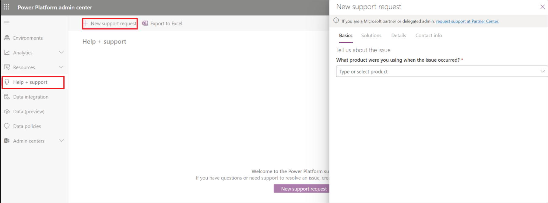 Image of a support request in Microsoft Power Platform.