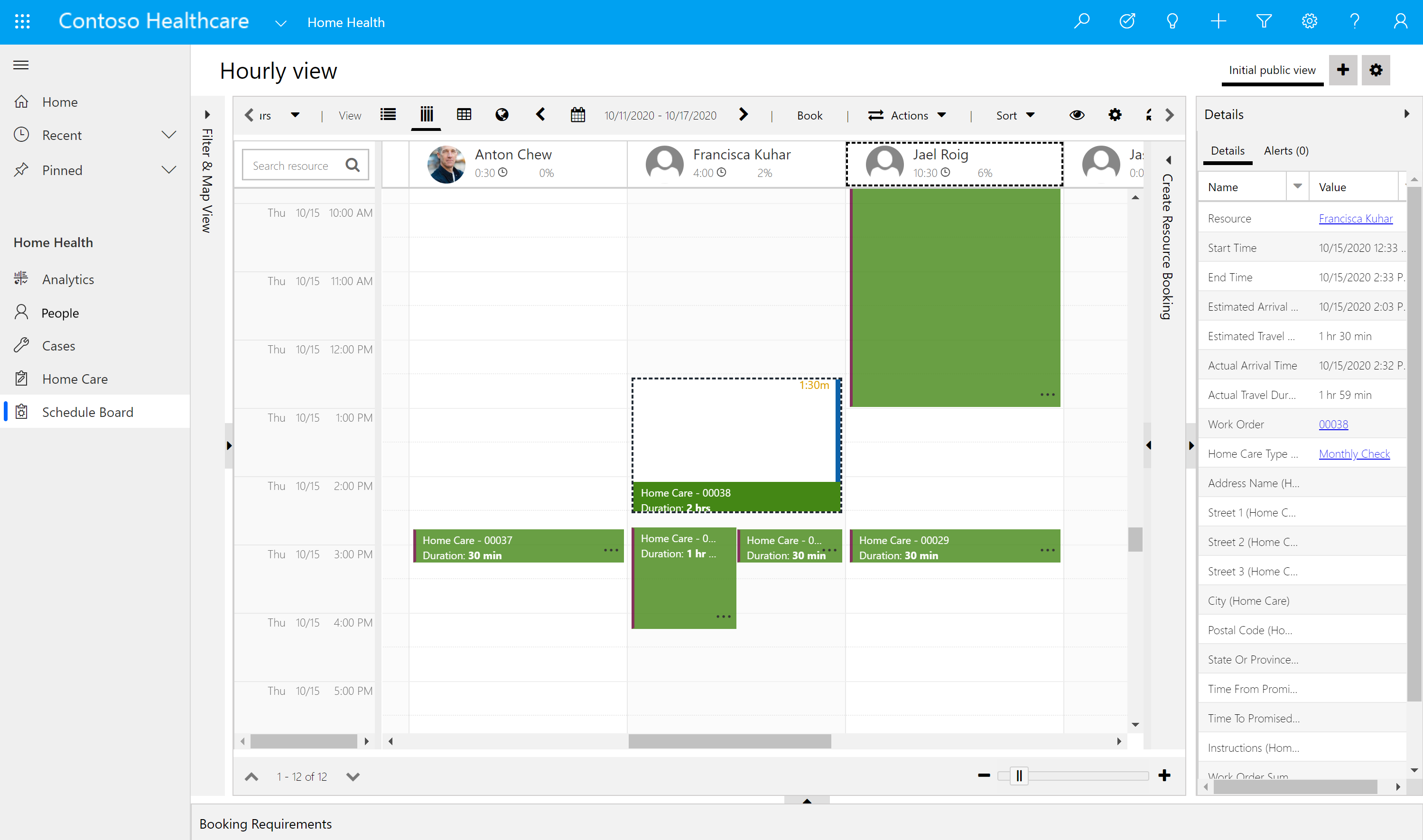 Pannello pianificazione assistenza domiciliare.