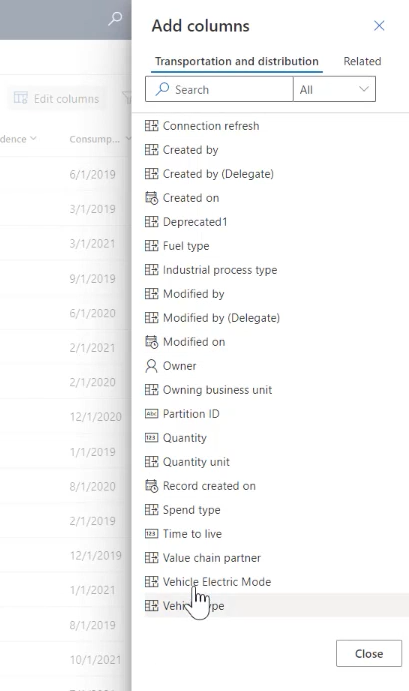 Aggiungi la colonna Modalità Veicolo Elettrico.