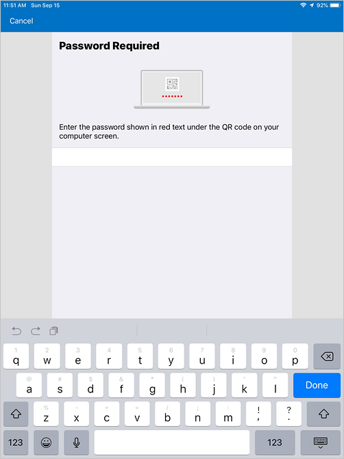 Screenshot di esempio della schermata Portale aziendale Password richiesta, immettere il campo password.