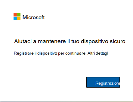Screenshot di come registrare il dispositivo con Intune.