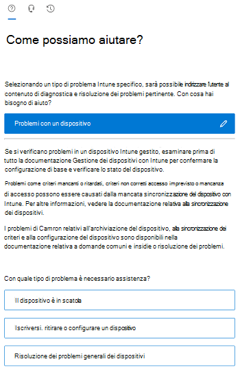 Screenshot che mostra le opzioni dello scenario filtrato nell'interfaccia di amministrazione Intune.