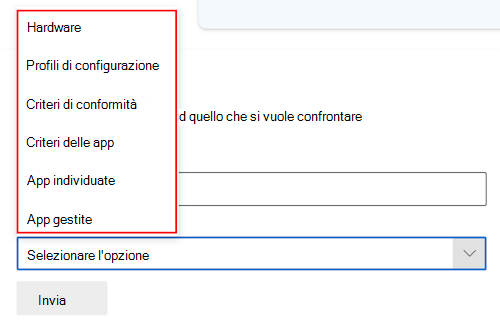 Screenshot che mostra Copilot che confronta due dispositivi nell'interfaccia di amministrazione di Microsoft Intune o Intune.