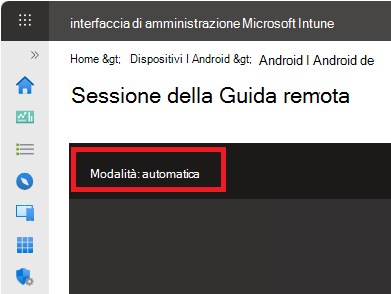 Screenshot di una sessione di Assistenza remota automatica in Android