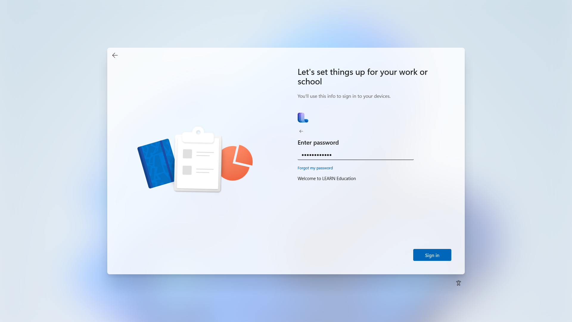 Windows 11 Configurazione guidata - pagina di autenticazione