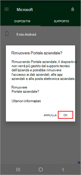 Screenshot dell'app Portale aziendale,