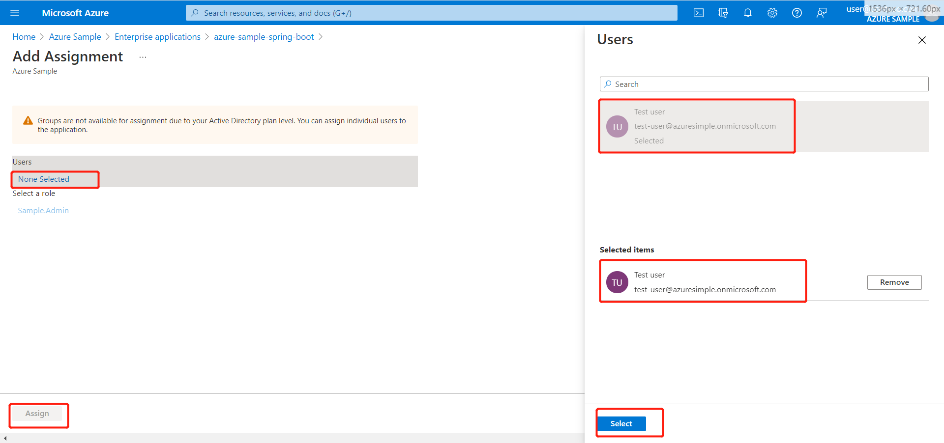 Screenshot of application 'Add Assignment' screen with Users pane showing.