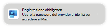 Screenshot che mostra la richiesta di registrazione richiesta nei dispositivi degli utenti finali quando si configura l'accesso Single Sign-On della piattaforma in Microsoft Intune.