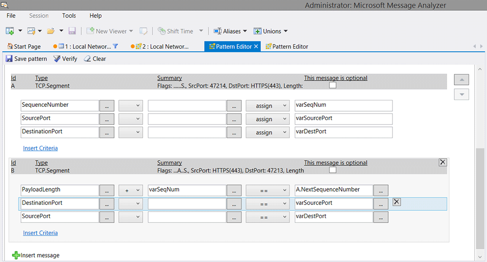 Example of building a Pattern expression