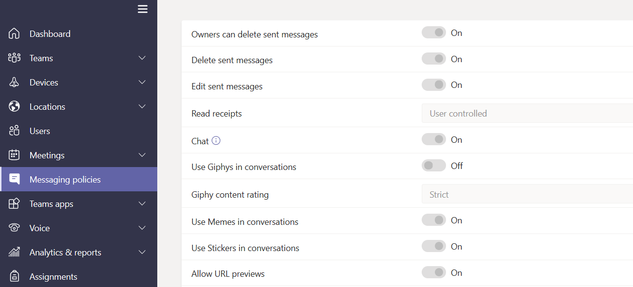 Selezionare l'opzione per consentire agli insegnanti di eliminare le conversazioni.