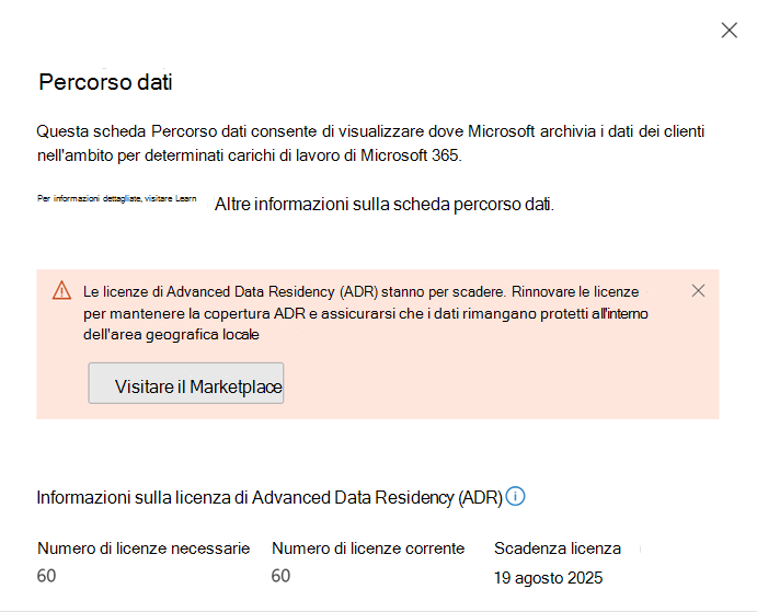 Screenshot of Data Location View ADR Licenses Expiring.