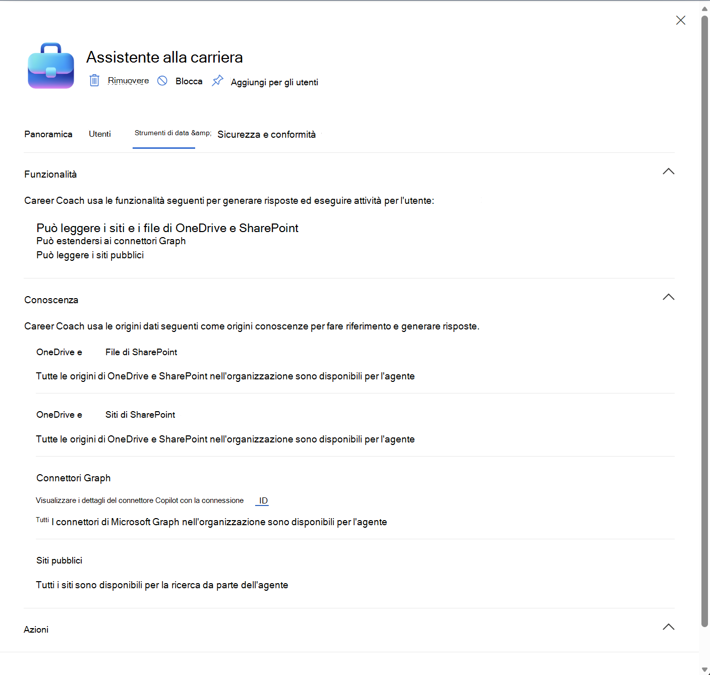Screenshot che mostra l'allenatore di carriera per un agente.