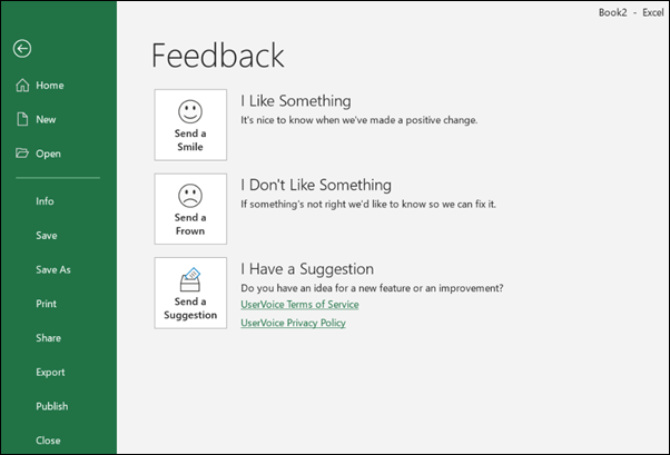 Screenshot: Esempio di feedback nel prodotto