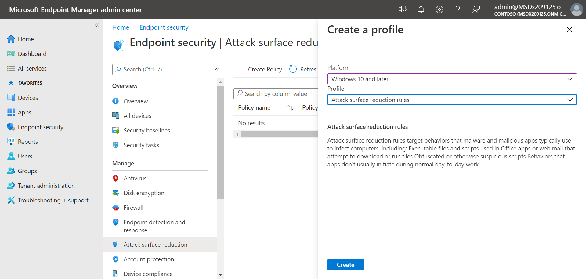 Regole di riduzione della superficie di attacco nel portale di Microsoft Endpoint Manager