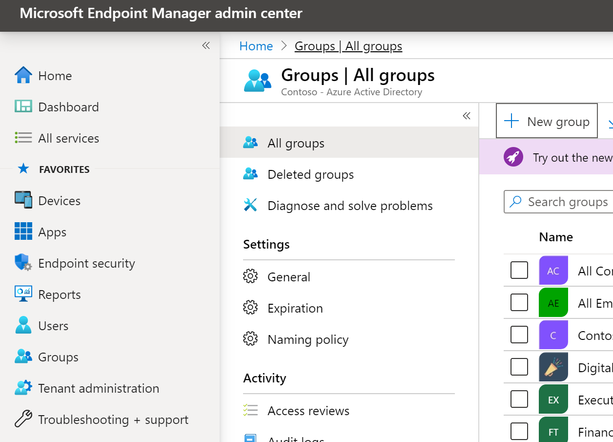 Interfaccia di amministrazione Microsoft Intune 1