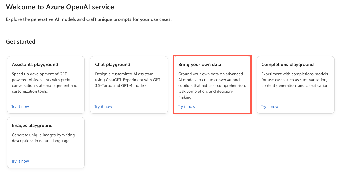 Azure OpenAI Studio Porta i Tuoi Dati
