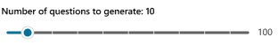 Screenshot che mostra il cursore per selezionare quante domande generare.