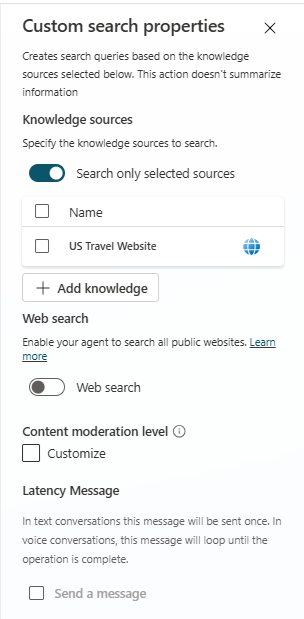 Screenshot delle proprietà di ricerca personalizzate.
