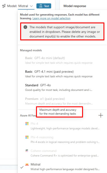 Screenshot del menu a tendina 