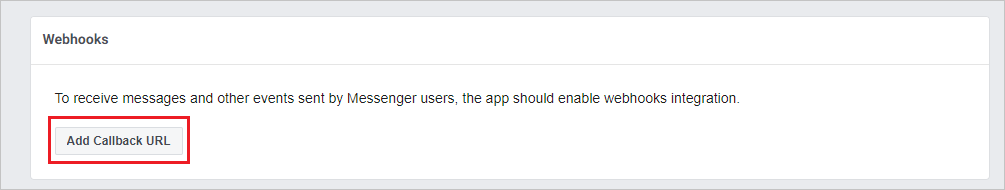 Configurare webhook per l'app Facebook.