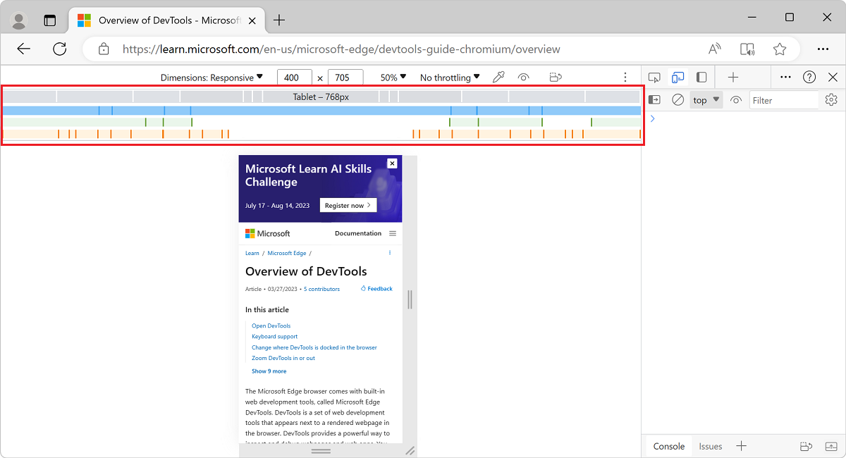 Select a breakpoint to change the width of the viewport