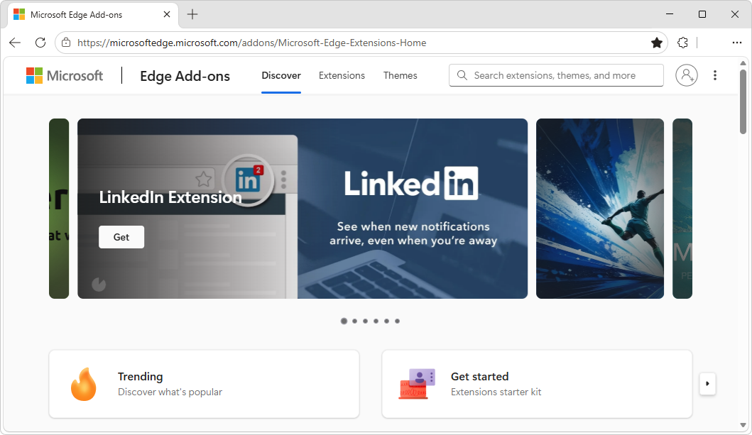 The Microsoft Edge Add-ons website