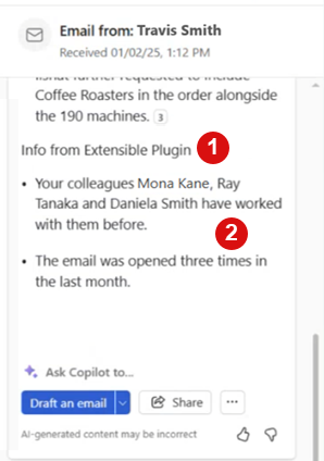 Screenshot che mostra le informazioni dettagliate nel riepilogo messaggio e-mail.
