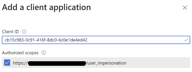 Screenshot che mostra come aggiungere un'applicazione client.